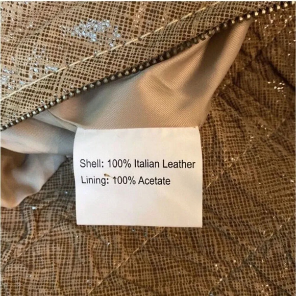 Abandon Italian leather Vintage Metallic Jacket Tan L Rare One Of A Knind - Picture 11 of 15